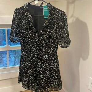 NWT- H&M black floral romper, Size Small